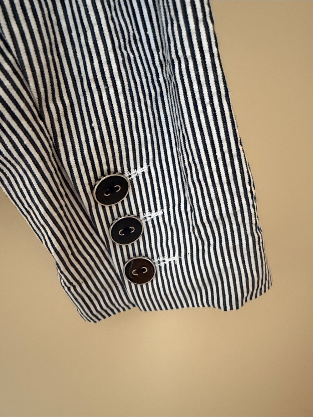 NWT Sandro Women's Navy and White Striped Blazer Size Small - Picture 5 of 8